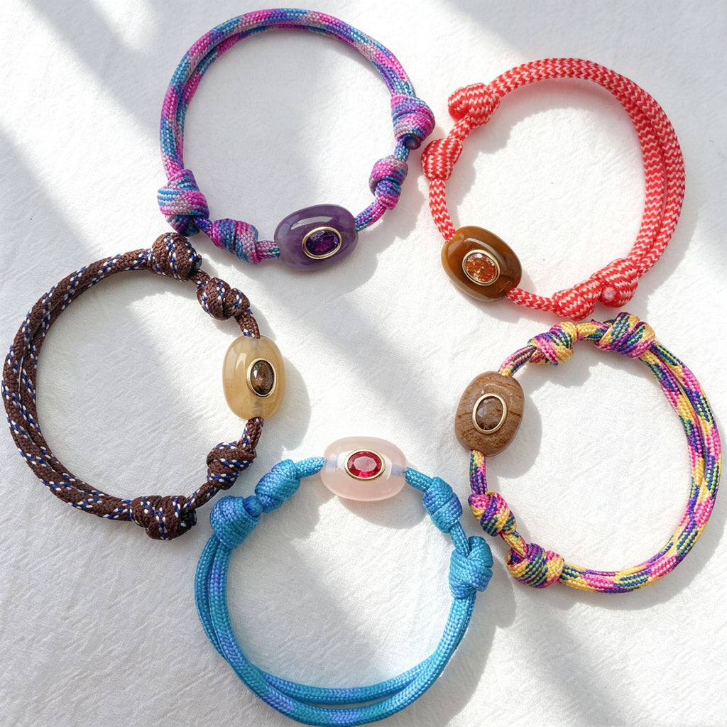 Naturstein Evil Eye Armband geflochten