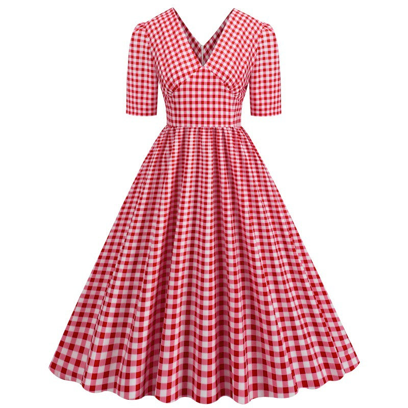 Vintage Maxi-Kleid mit Taillengürtel