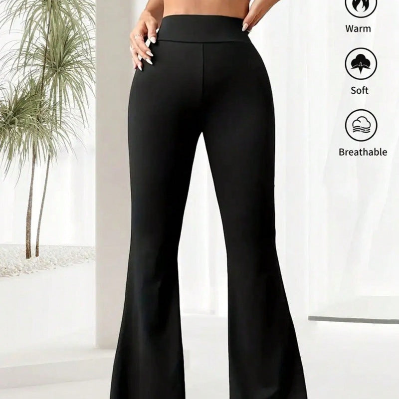 Dünne High-Waist Yoga Leggings mit weitem Bein