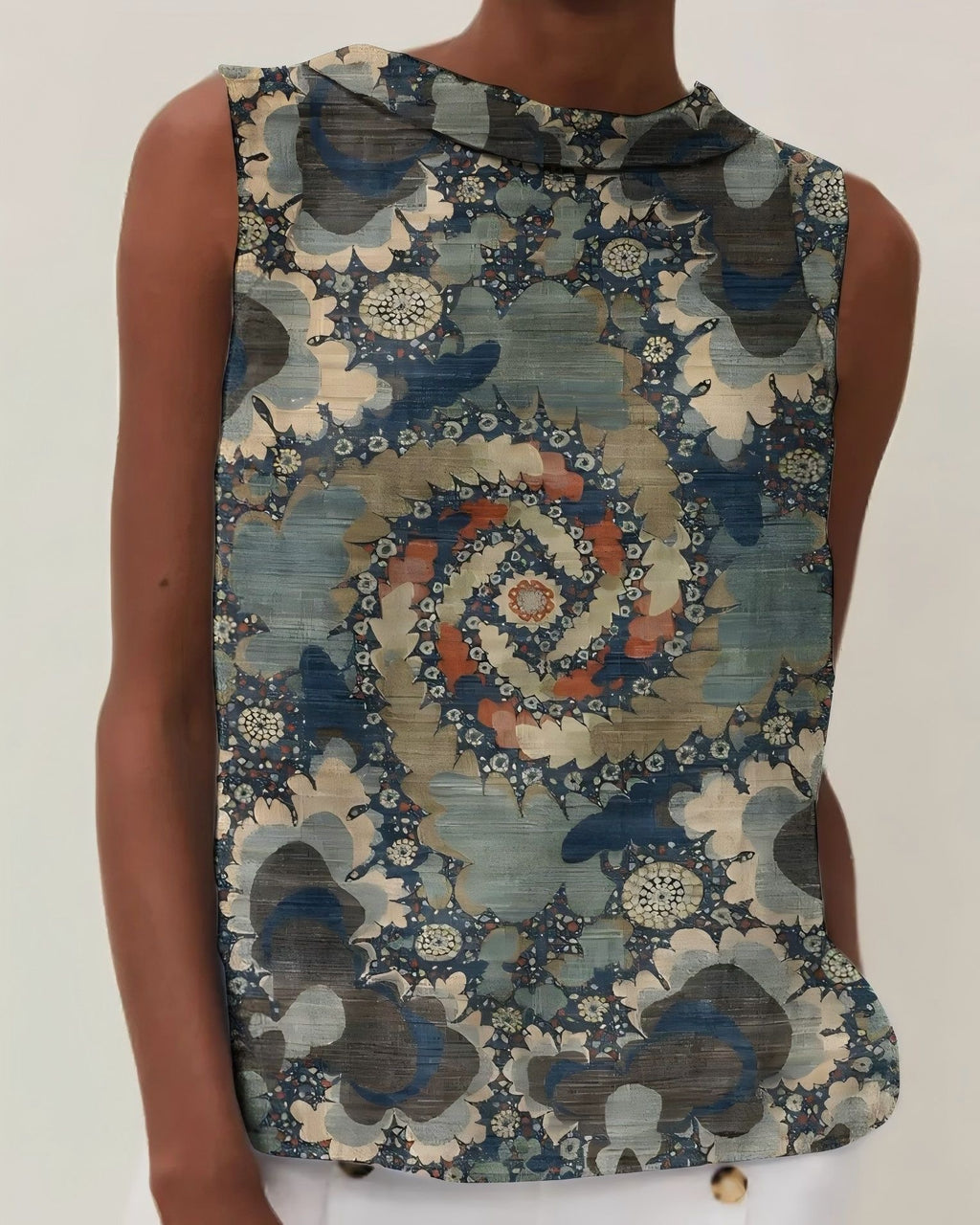 3D Blumenprint Kurzarm-Shirt