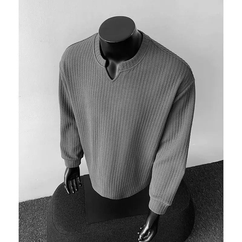 Herren Langarmshirt mit V-Ausschnitt – Bild 3 | LuxeStyle