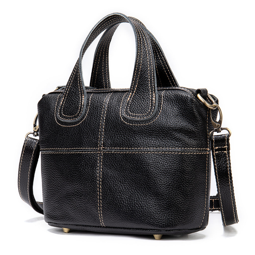 Schwarze Ledertasche mit Schultergurt – Bild 5 | LuxeStyle