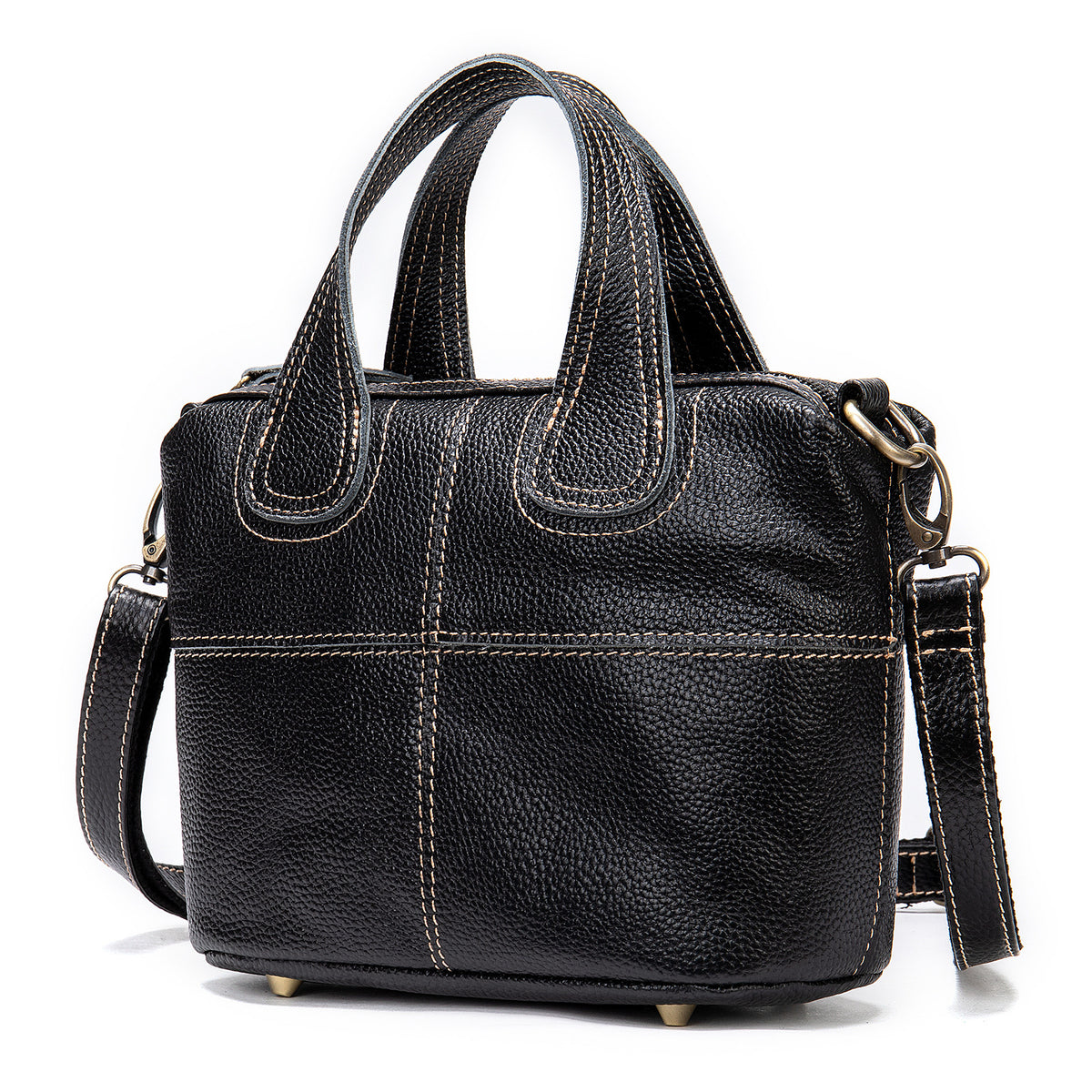 Schwarze Ledertasche mit Schultergurt – Bild 5 | LuxeStyle