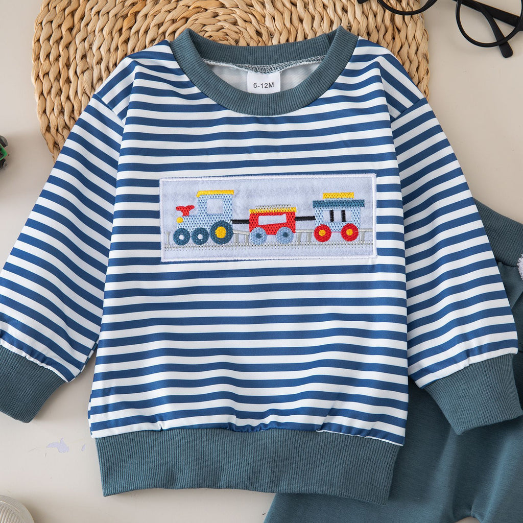 Gestreiftes Baby-Set mit Oberteil und Hose – Bild 3 | LuxeStyle
