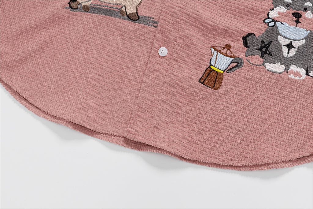 Unisex Waffelpiqué-Shirt mit Hunde-Print