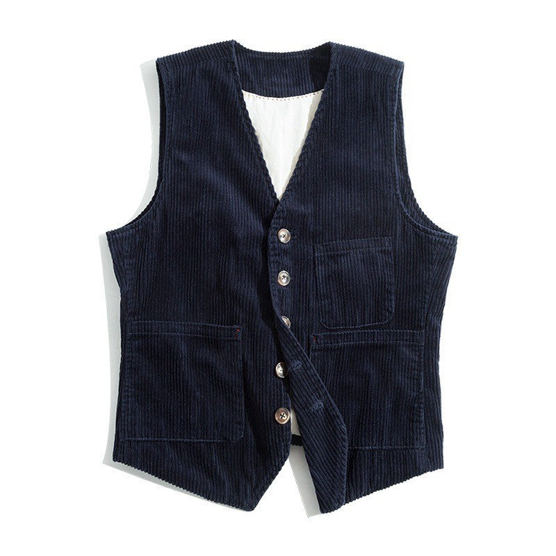 Corduroy-Weste für Herren mit Patchwork