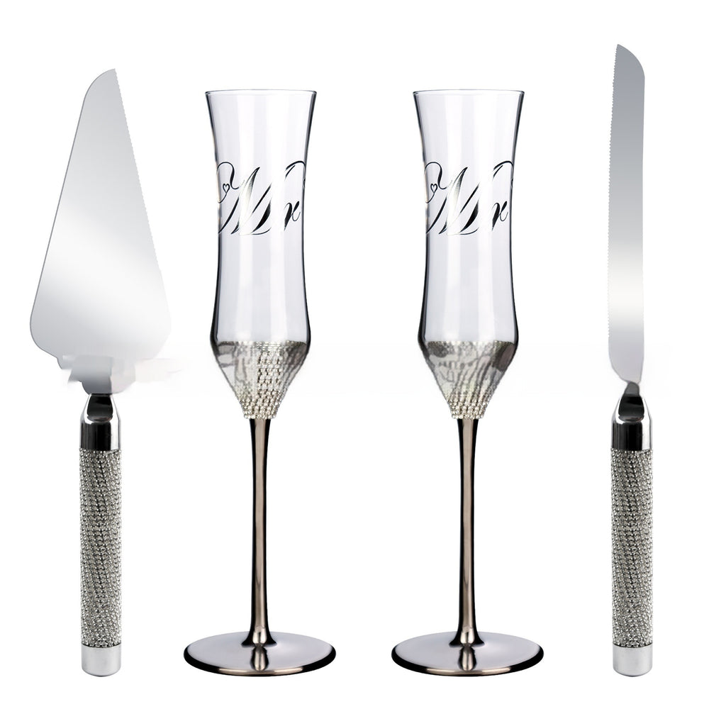 Champagnerglas-Set mit Tortenmesser & Schaufel – Bild 2 | LuxeStyle
