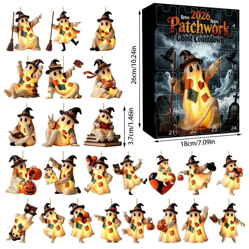 Retro Patchwork Geist Anhänger mit Halloween-Beleuchtung
