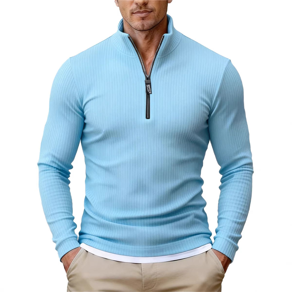 Herren-Retro-Halbzipfelpullover mit Stehkragen