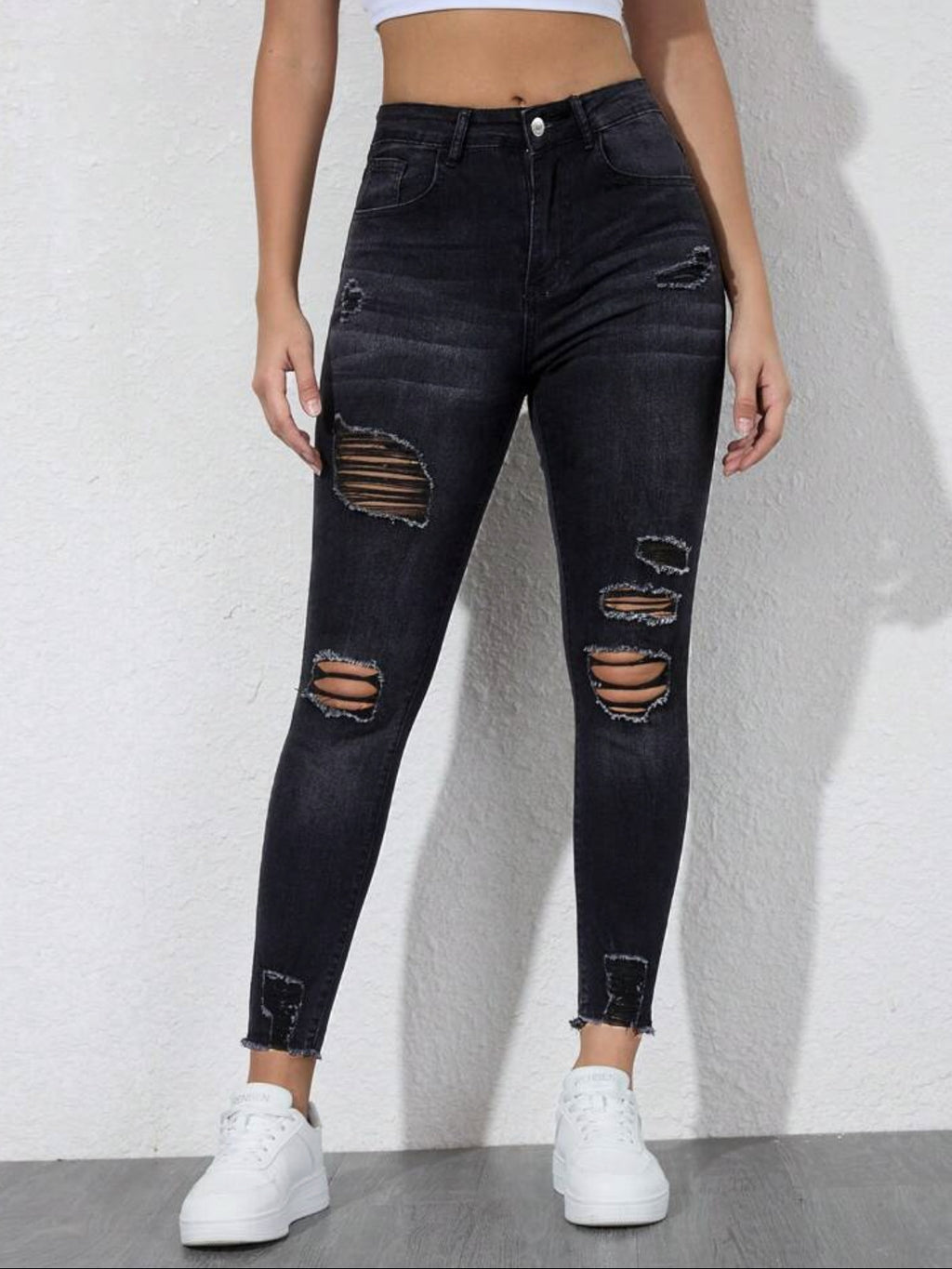 Gerissene Slim-Fit Dehnbare Damenjeans