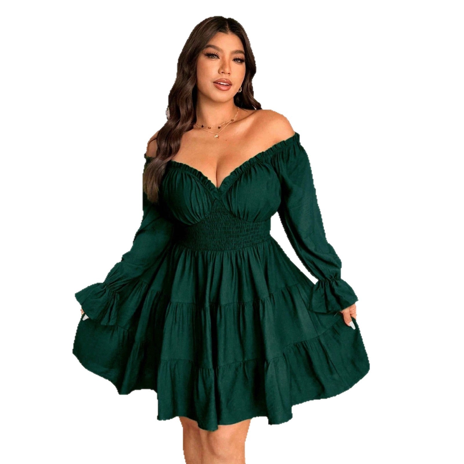 Kurzes V-Ausschnitt-Kleid