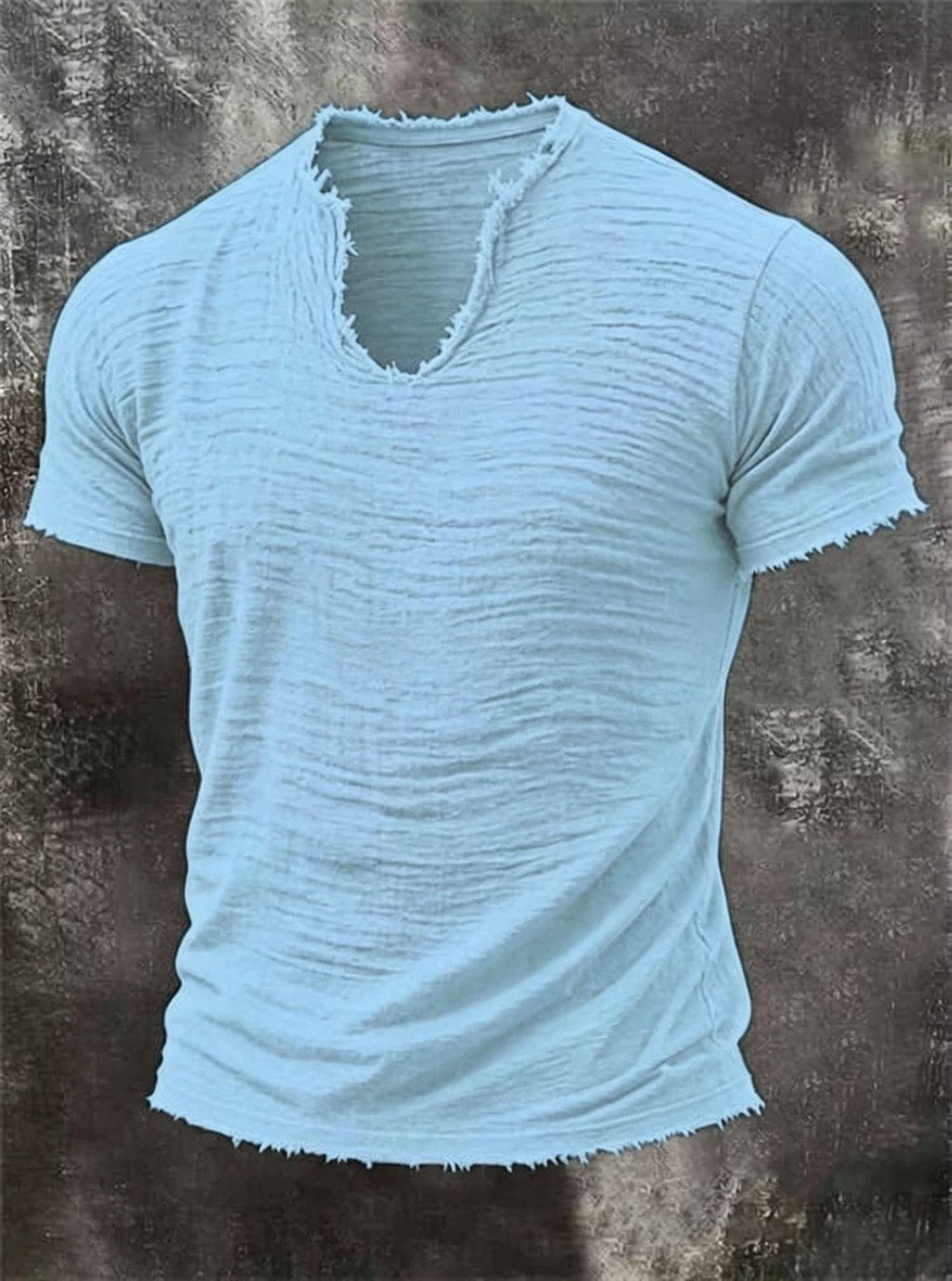 Retro Baumwoll-Leinen T-Shirt mit V-Ausschnitt