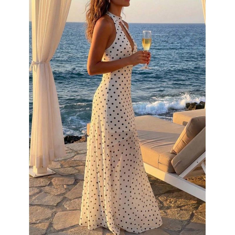 Halter‑Neck Maxikleid – Slim Fit, Polka‑Dots – Bild 4 | LuxeStyle
