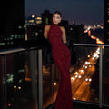 Elegantes Halter Neck Bodycon Maxikleid