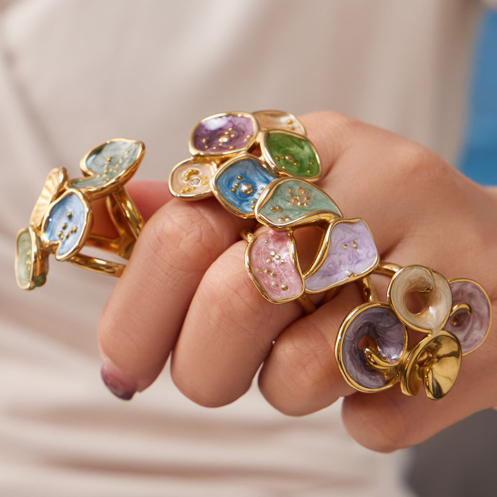 Geometrischer Blatt-Ring für Damen