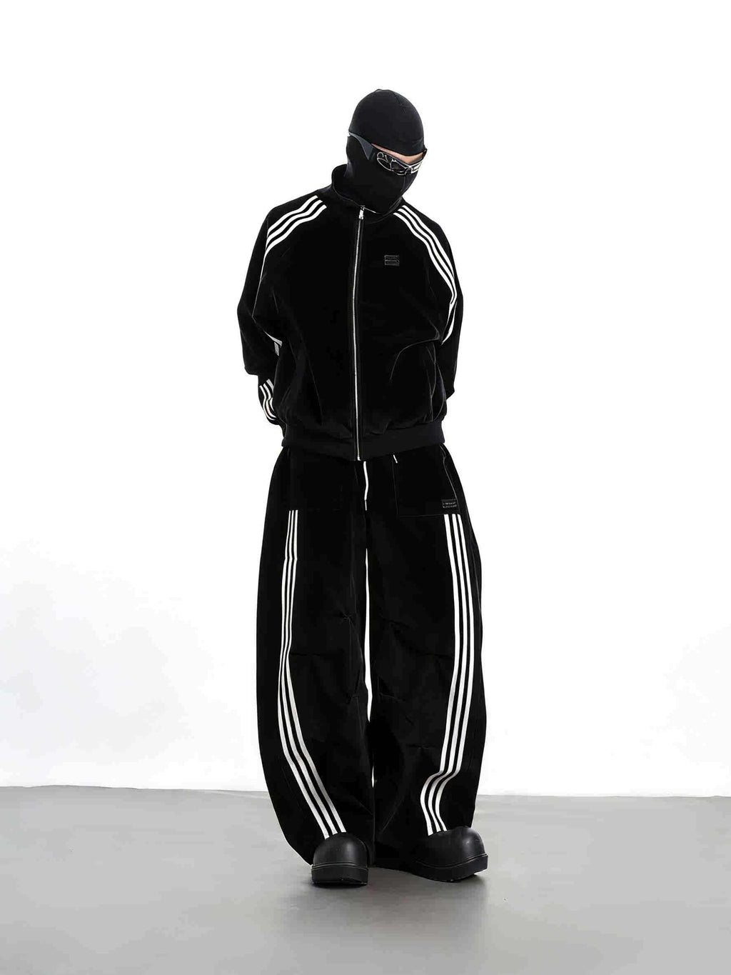 Retro Sport-Casual Gestreifte Jacke und Weitbein-Hose