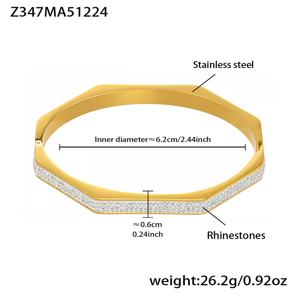 Glänzendes Edelstahl-Armband mit Kristallen – Bild 7 | LuxeStyle