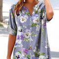 3D Blumen Print Kurzarm-Top