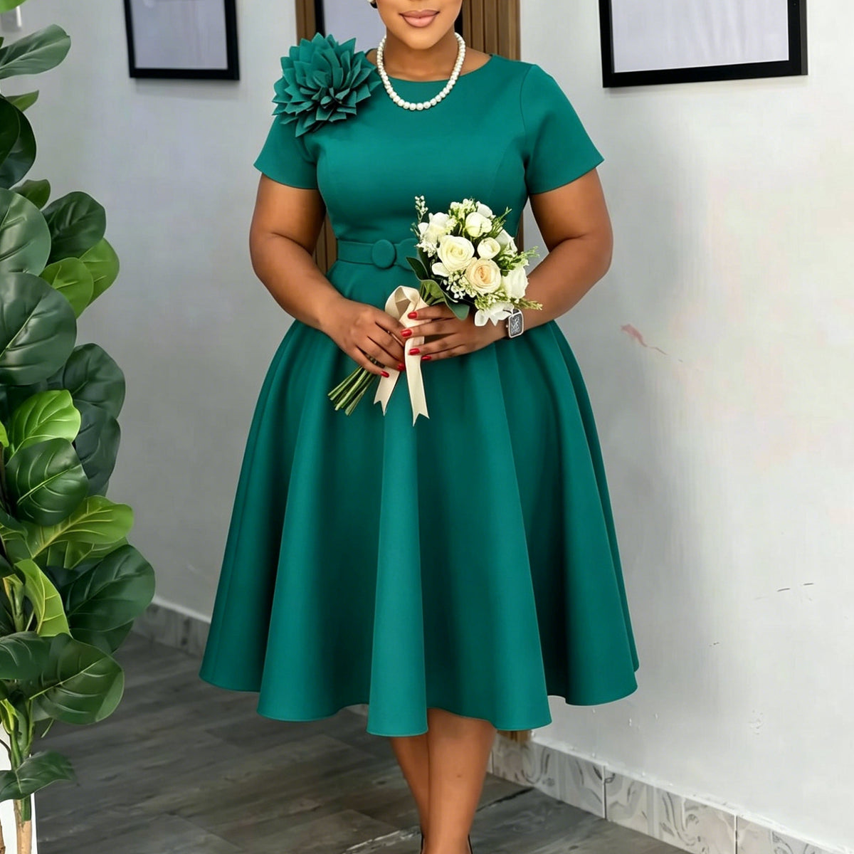 Damenkleid mit grossflächigem Blumenmuster – Bild 2 | LuxeStyle