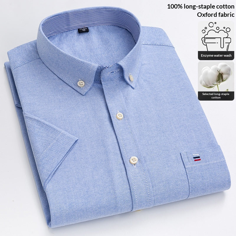 Herren Oxford Baumwollhemd Kurzarm