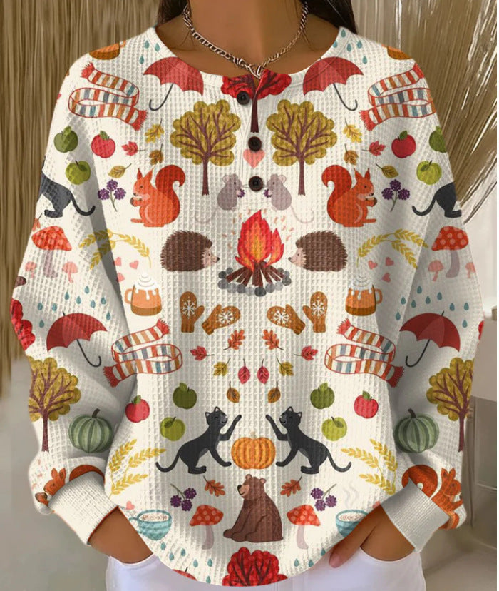 Weihnachtliches Plaid-Hoodie mit Druckknöpfen