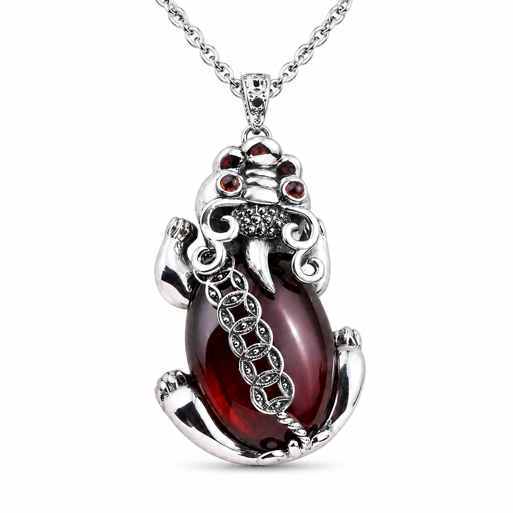 Chinesisches Pixiu-Halsband mit rotem Edelstein