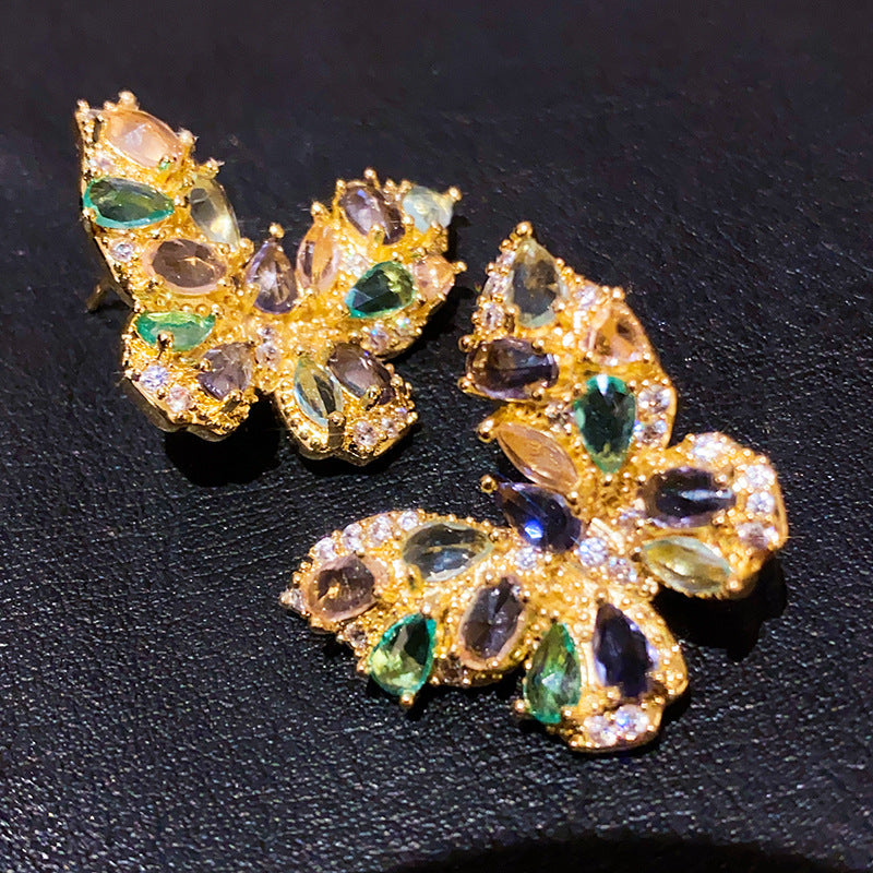 Blumen-Ohrringe mit Zirkonia – Ansicht 2
