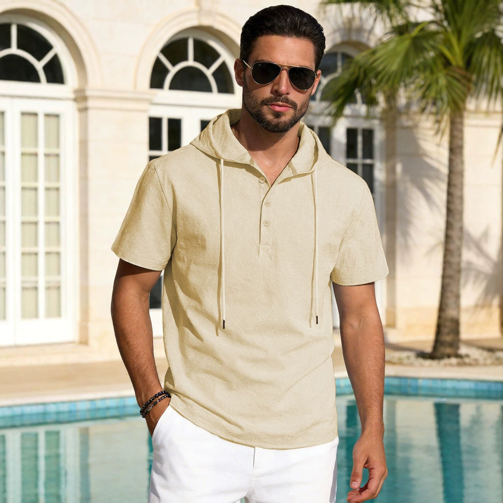 Herren Leinen Kurzarm-Shirt