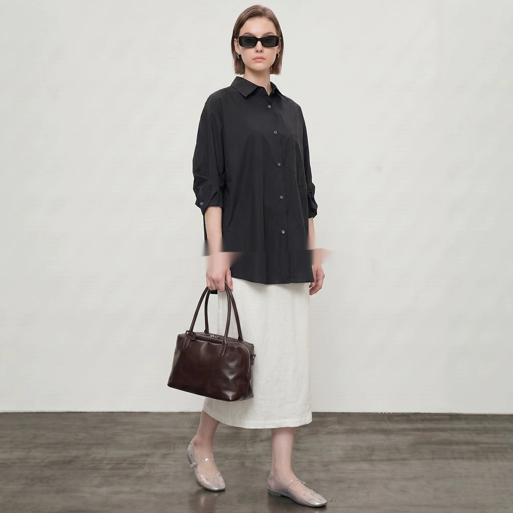 Kurzarm-Cardigan-Bluse mit kleinem Revers