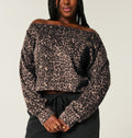 Off-Shoulder Sweatshirt mit Leopardenmuster