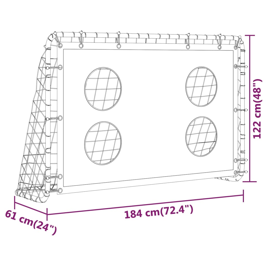 Fussballtor mit Torwand aus Stahl 184x61x122 cm