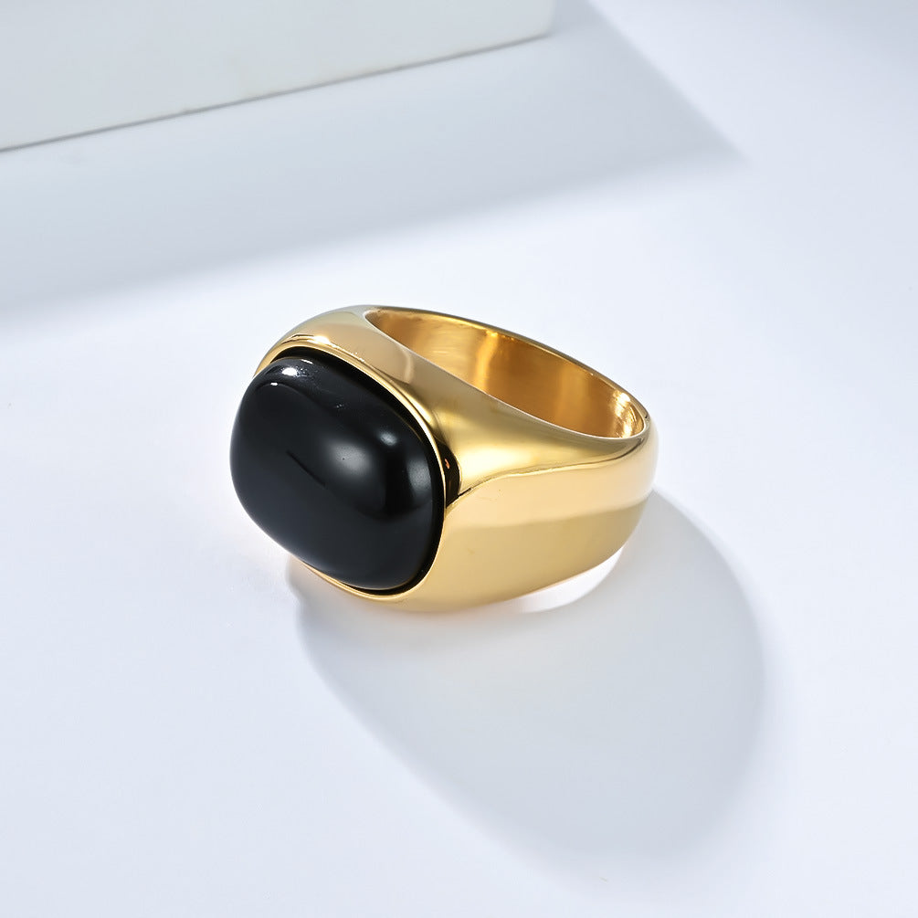 Titanstahl-Ring mit Tigerauge oder Onyx – Bild 7 | LuxeStyle