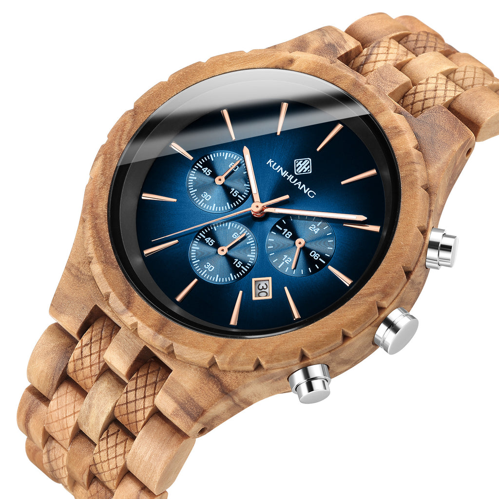 Holzarmbanduhr mit Multifunktionswerk – Bild 6 | LuxeStyle