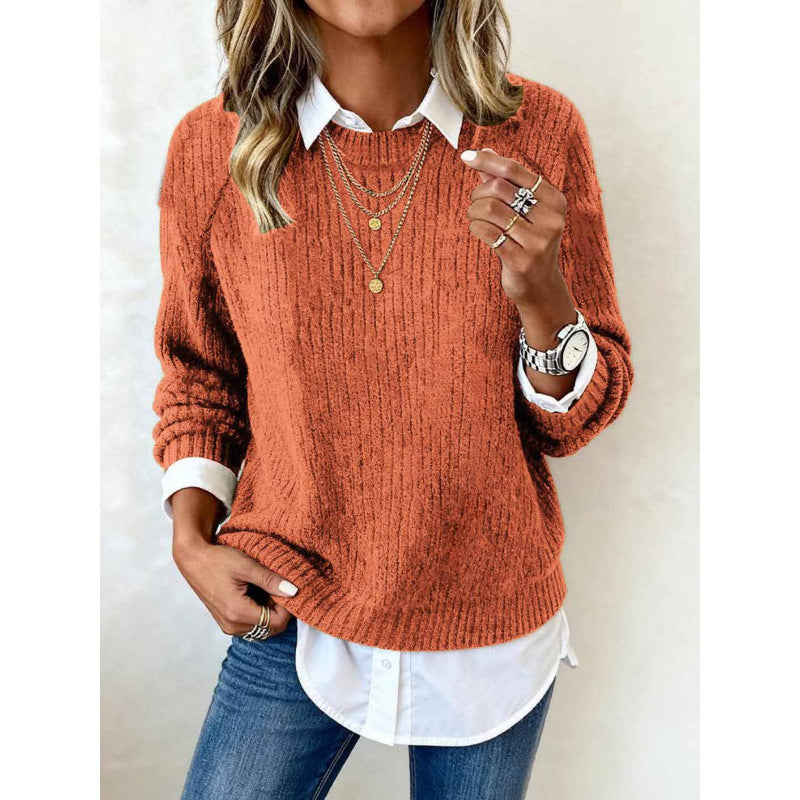Freizeit-Pullover mit Rundhals und langen Ärmeln