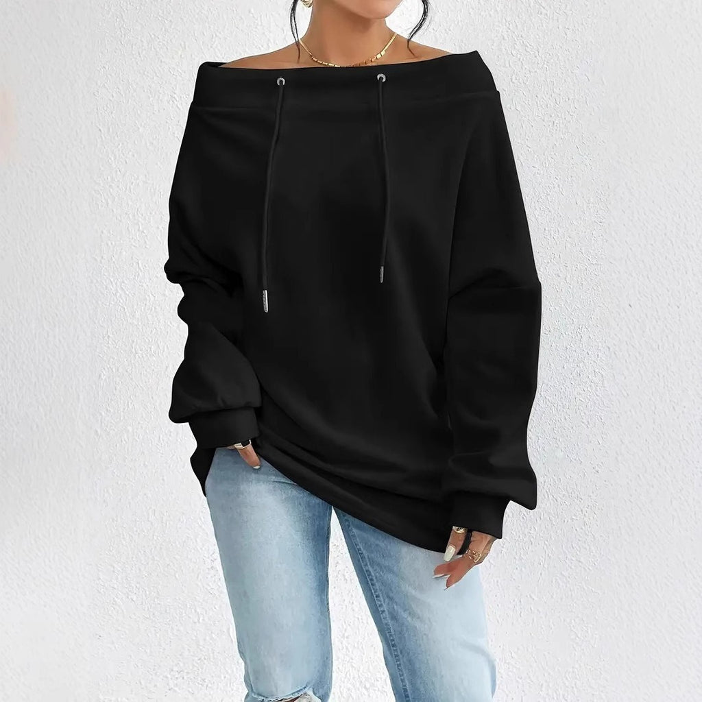 Off-Shoulder Sweatshirt mit Tunnelzug