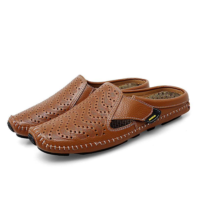Atmungsaktive Casual-Sandalen aus Leder mit Hohl-Design