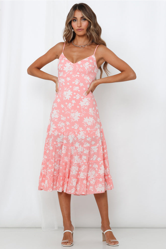 Geblümtes Trägerkleid mit Bindedetail – Bild 3 | LuxeStyle