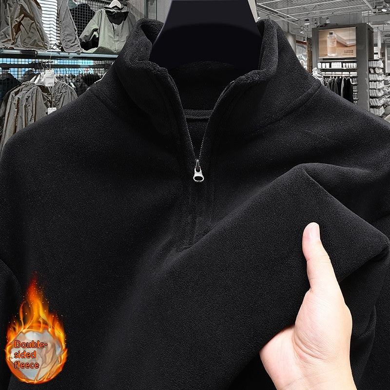 Herren Fleece-Pullover mit Stehkragen