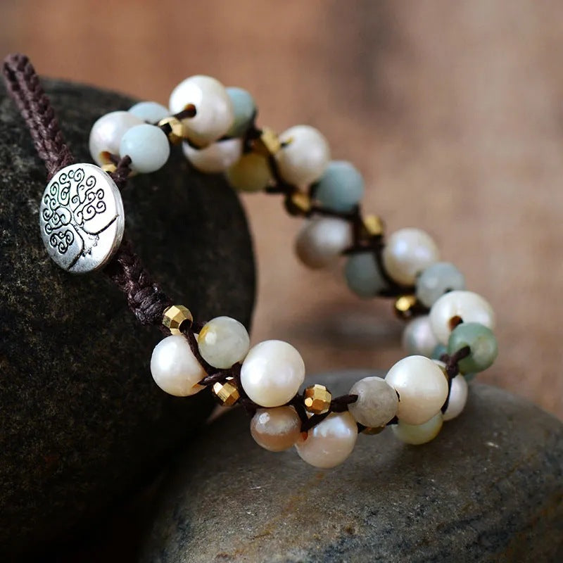 Handgewobenes Armband mit Süsswasserperle – Bild 6 | LuxeStyle