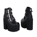 Elegante Low-Cut Lederboots mit Blockabsatz