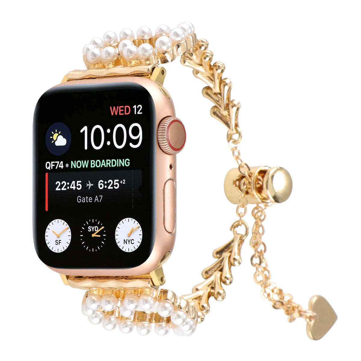 Smartwatch-Halskette mit Perlen und Herz-Anhänger | LuxeStyle