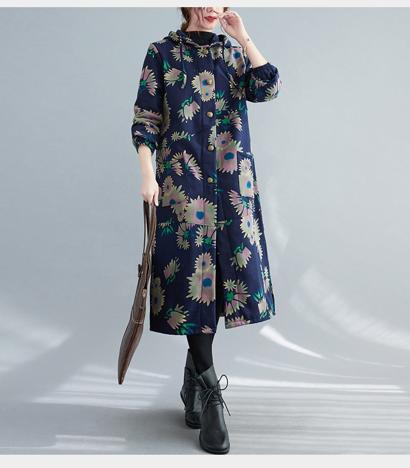 Retro Wintermantel mit Fleece-Futter