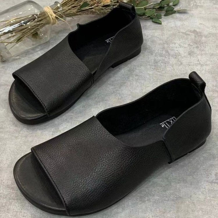 Retro Leder-Sandalen mit offener Spitze – Bild 7 | LuxeStyle