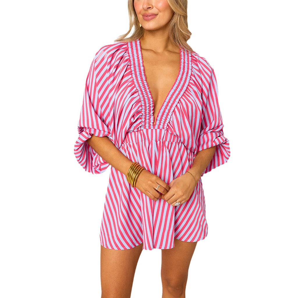 V-Ausschnitt Jumpsuit mit weitem Bein