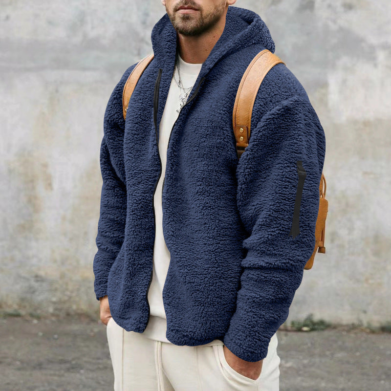 Warme Wende-Fleecejacke mit Kapuze für Herren