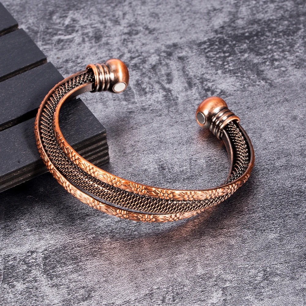 Retro-Armreif aus Rotkupfer für Damen | LuxeStyle