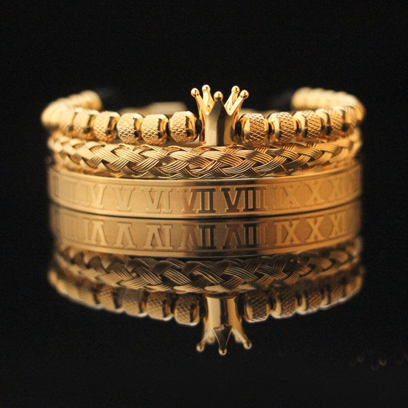 Armband-Set mit römischen Ziffern und Zirkonia – Bild 5 | LuxeStyle