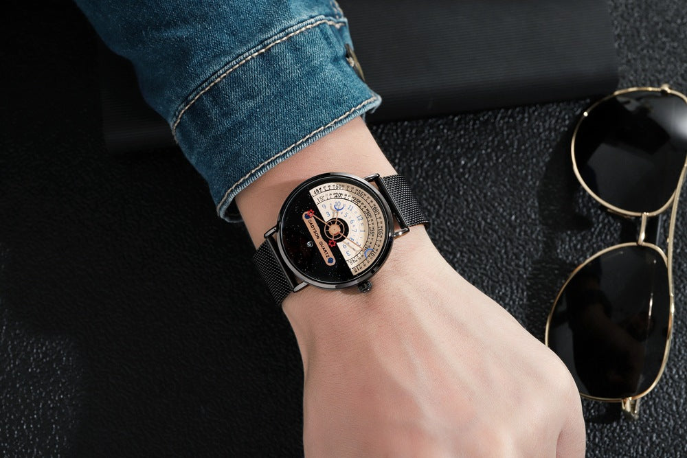 Quarz-Herrenuhr mit Kalender und Milanaise-Armband – Bild 1 | LuxeStyle