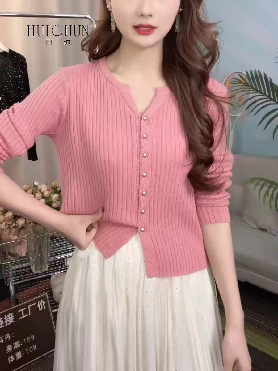 Strick-Cardigan mit Knopfleiste
