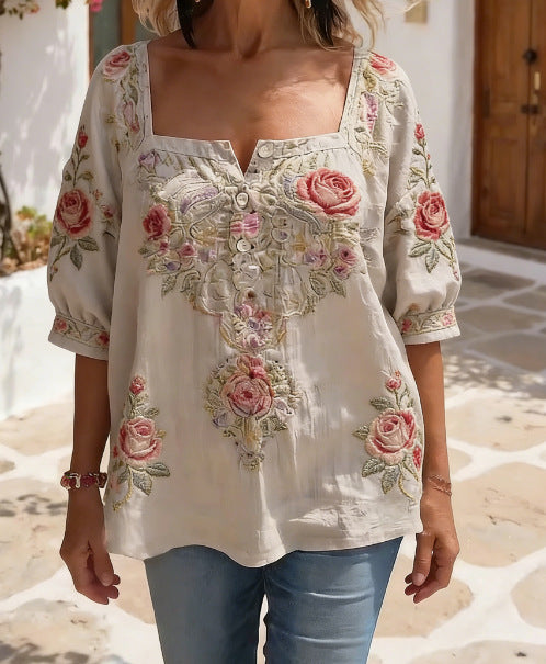 Trendiges Kurzarm-Top mit Geometrischem Muster – Bild 4 | LuxeStyle